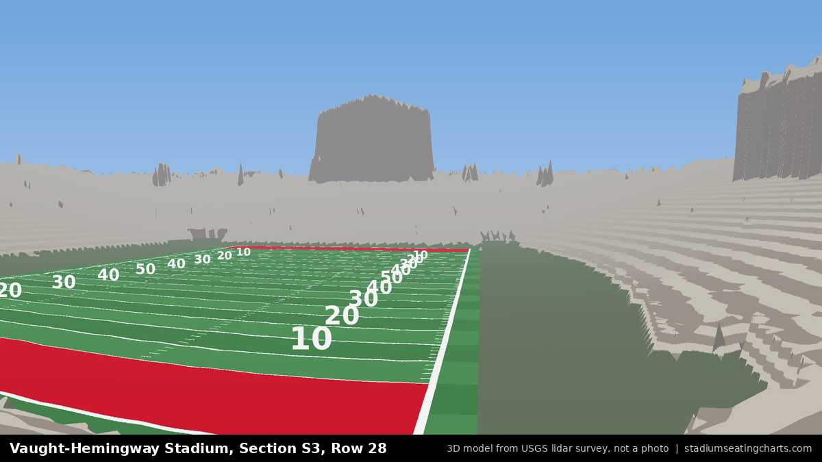 View from Vaught-Hemingway Stadium Section S3, Row 28, looking toward the field