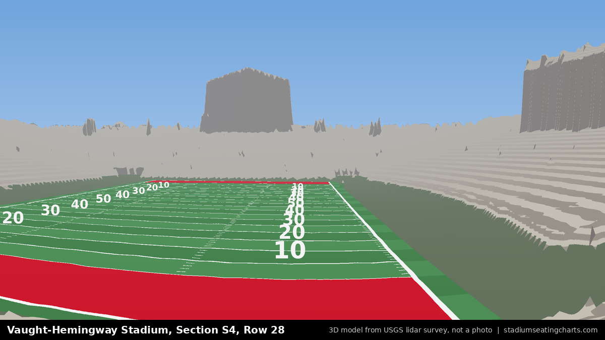 View from Vaught-Hemingway Stadium Section S4, Row 28, looking toward the field
