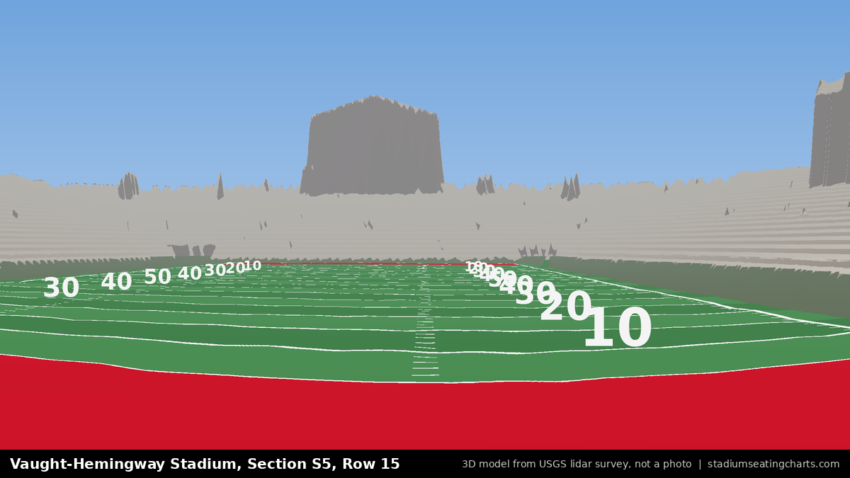 View from Vaught-Hemingway Stadium Section S5, Row 15, looking toward the field