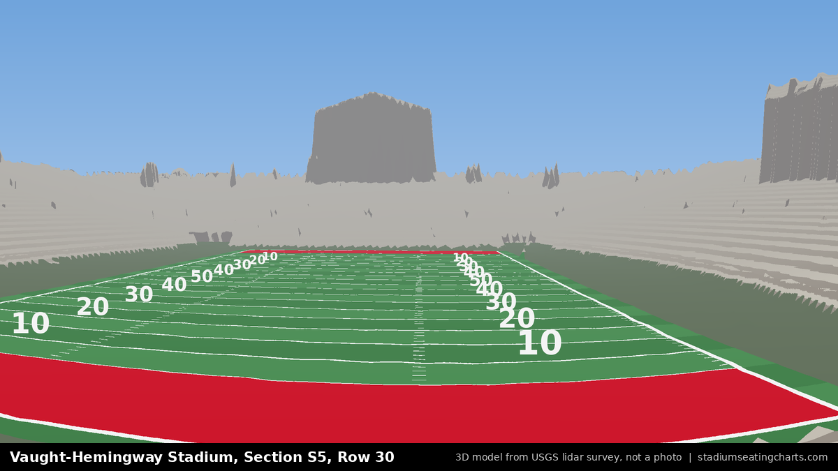 View from Vaught-Hemingway Stadium Section S5, Row 30, looking toward the field