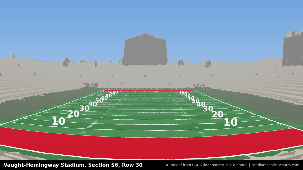 View from Vaught-Hemingway Stadium Section S6, Row 30, looking toward the field