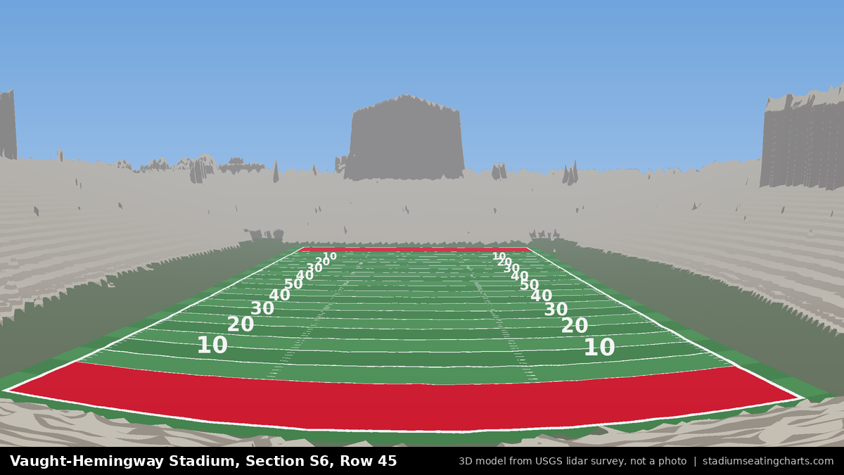 View from Vaught-Hemingway Stadium Section S6, Row 45, looking toward the field