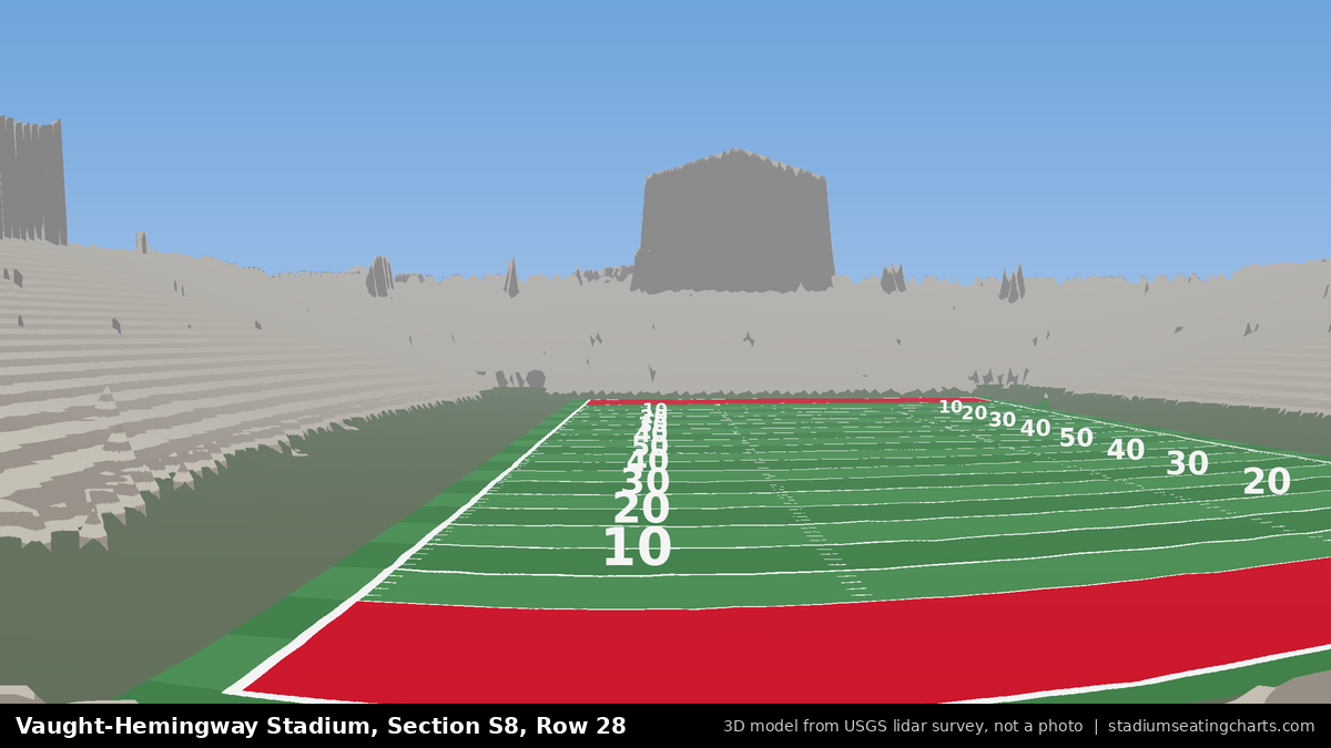 View from Vaught-Hemingway Stadium Section S8, Row 28, looking toward the field