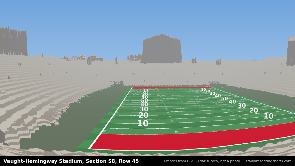 View from Vaught-Hemingway Stadium Section S8, Row 45, looking toward the field