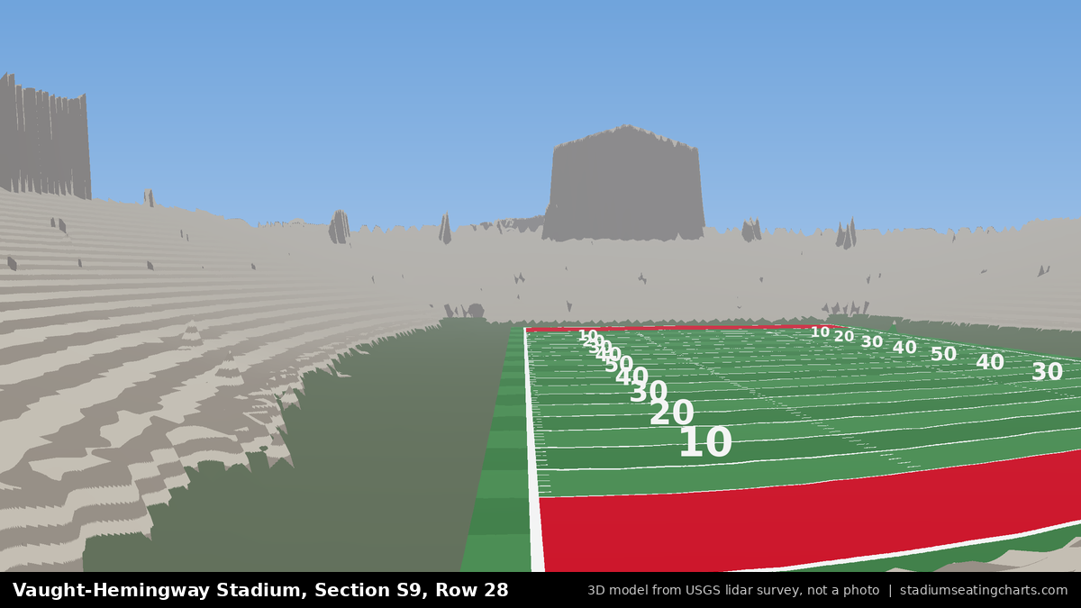 View from Vaught-Hemingway Stadium Section S9, Row 28, looking toward the field