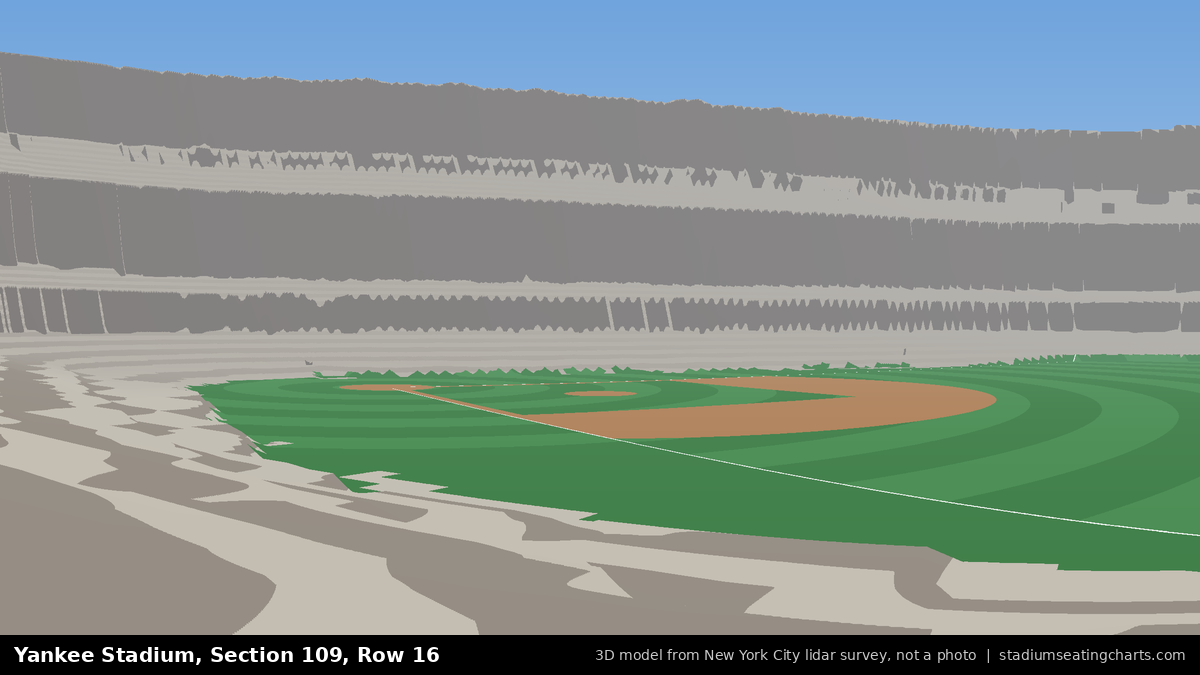 View from Yankee Stadium Section 109, Row 16, looking toward the pitcher's mound
