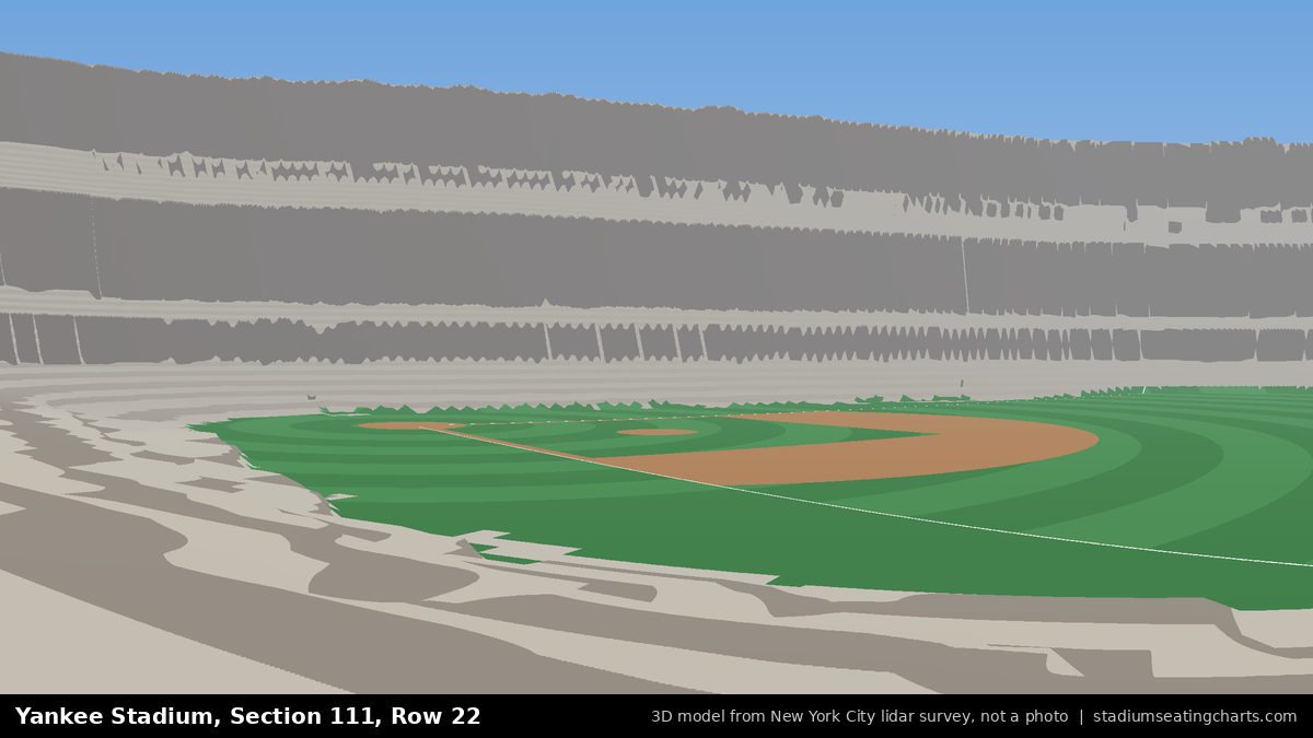 View from Yankee Stadium Section 111, Row 22, looking toward the pitcher's mound