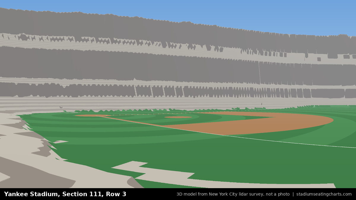 View from Yankee Stadium Section 111, Row 3, looking toward the pitcher's mound