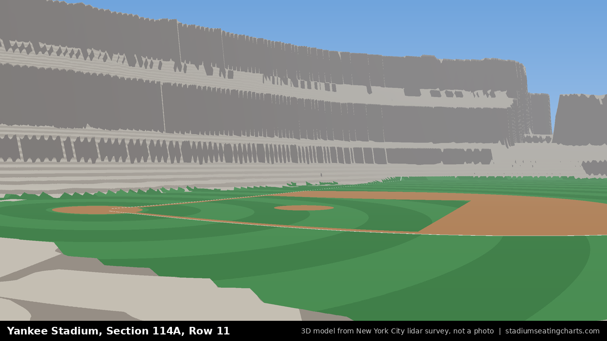 View from Yankee Stadium Section 114A, Row 11, looking toward the pitcher's mound