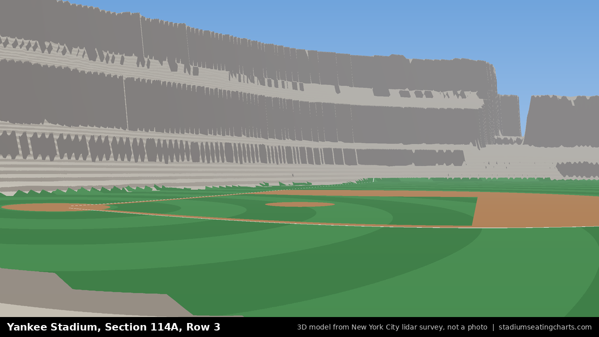View from Yankee Stadium Section 114A, Row 3, looking toward the pitcher's mound