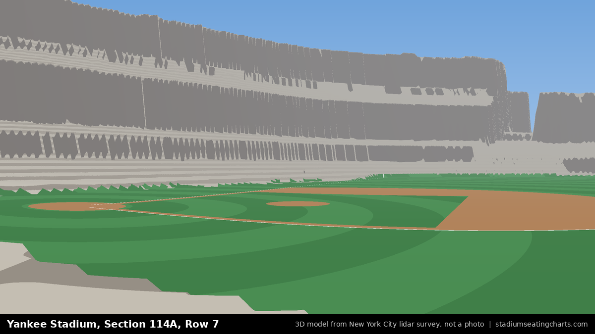 View from Yankee Stadium Section 114A, Row 7, looking toward the pitcher's mound