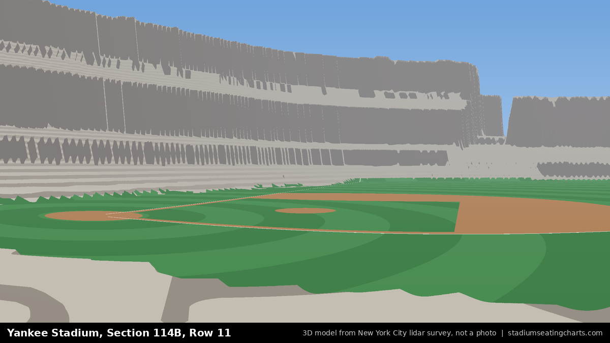 View from Yankee Stadium Section 114B, Row 11, looking toward the pitcher's mound