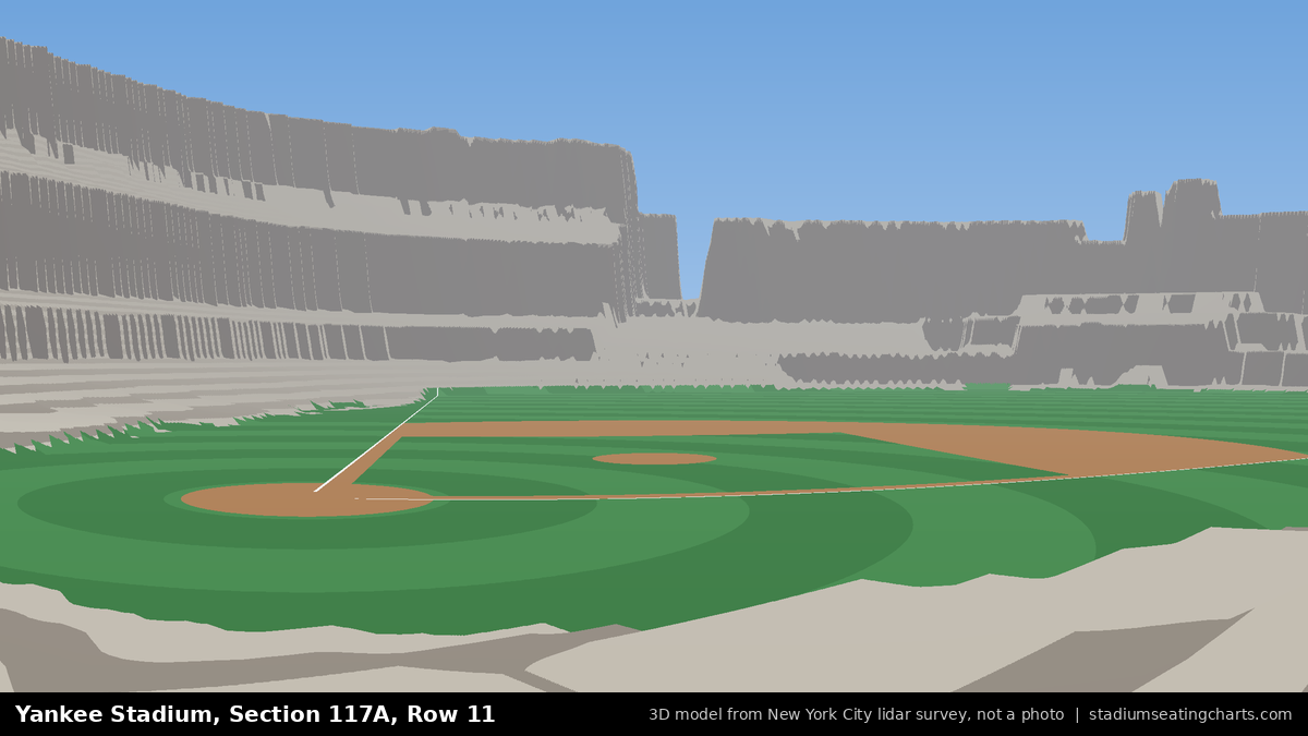 View from Yankee Stadium Section 117A, Row 11, looking toward the pitcher's mound