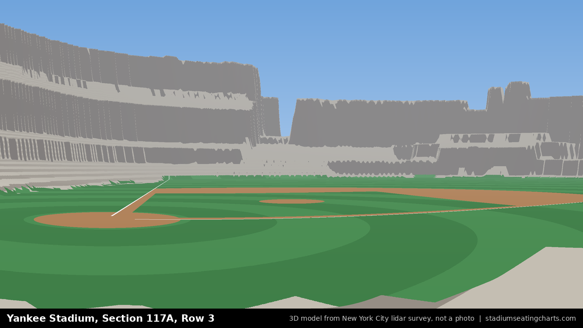View from Yankee Stadium Section 117A, Row 3, looking toward the pitcher's mound