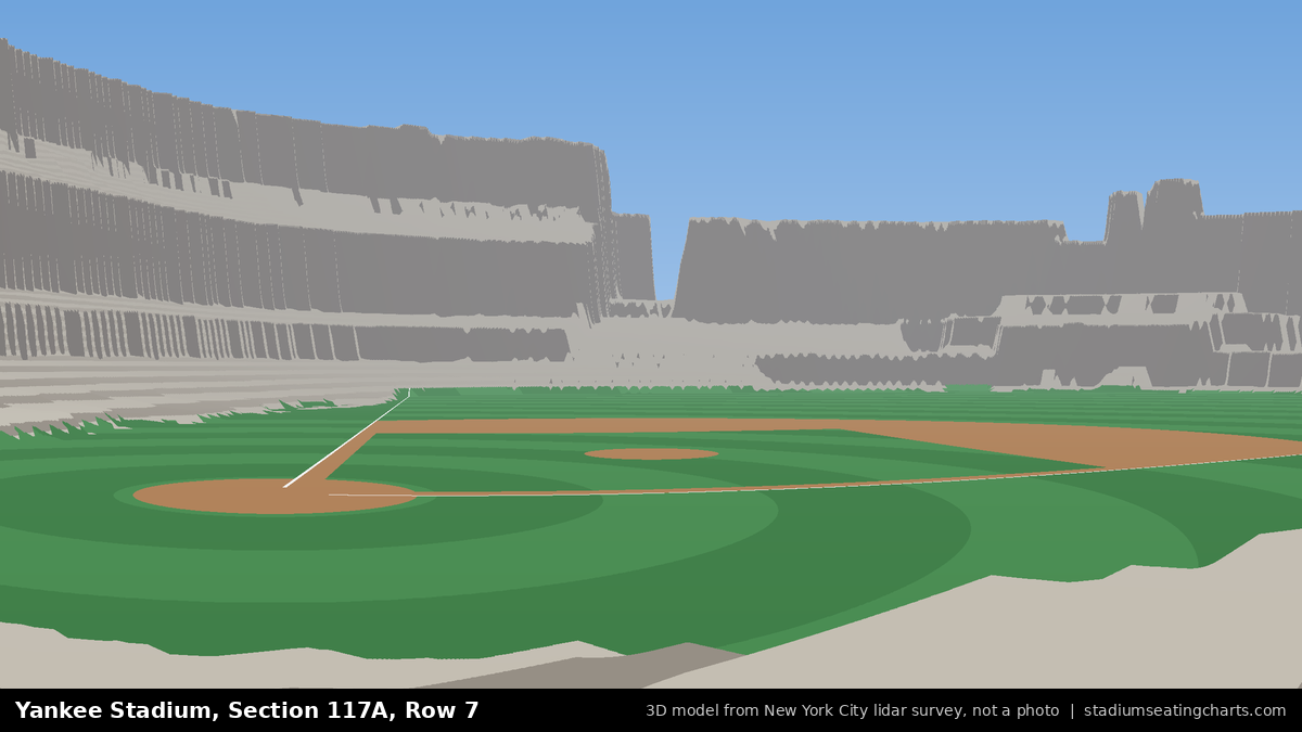 View from Yankee Stadium Section 117A, Row 7, looking toward the pitcher's mound