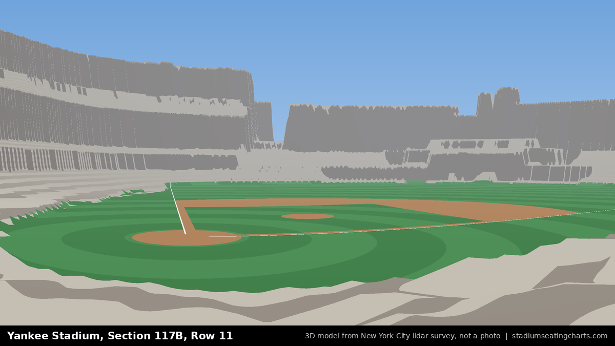 View from Yankee Stadium Section 117B, Row 11, looking toward the pitcher's mound