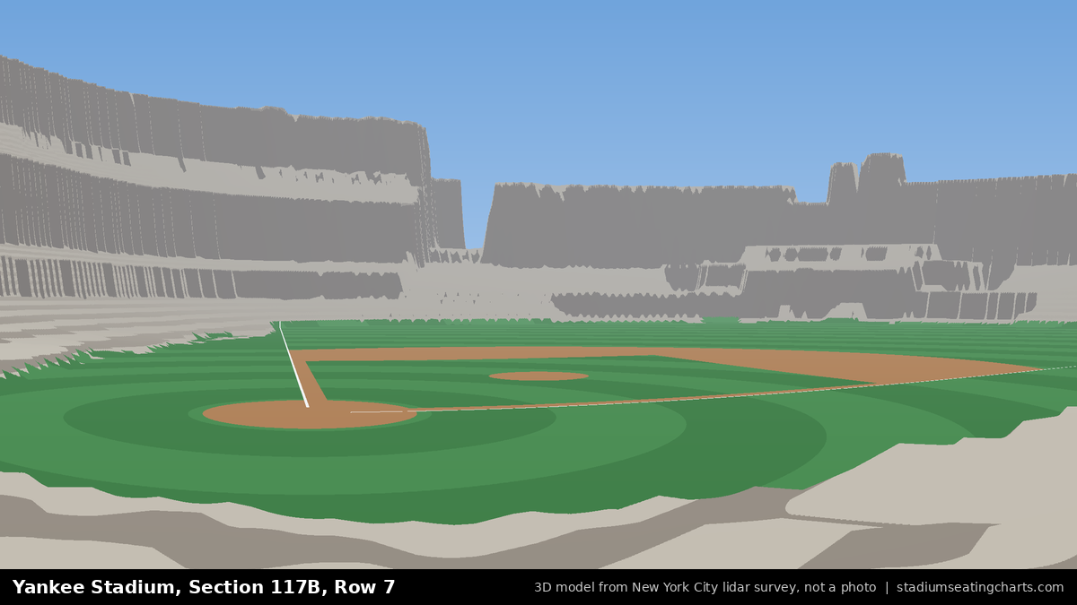 View from Yankee Stadium Section 117B, Row 7, looking toward the pitcher's mound