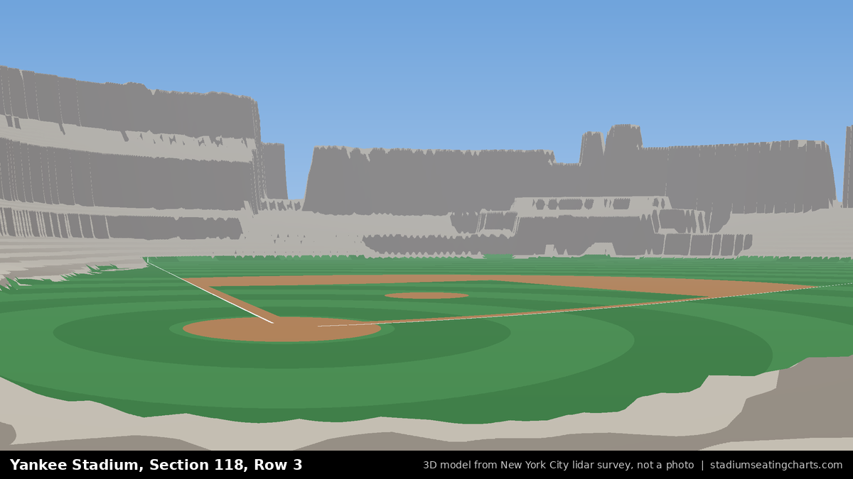 View from Yankee Stadium Section 118, Row 3, looking toward the pitcher's mound