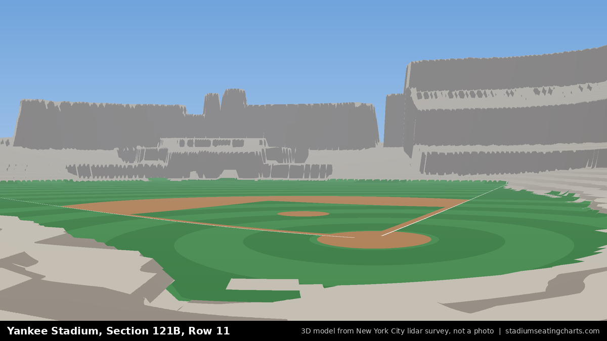 View from Yankee Stadium Section 121B, Row 11, looking toward the pitcher's mound