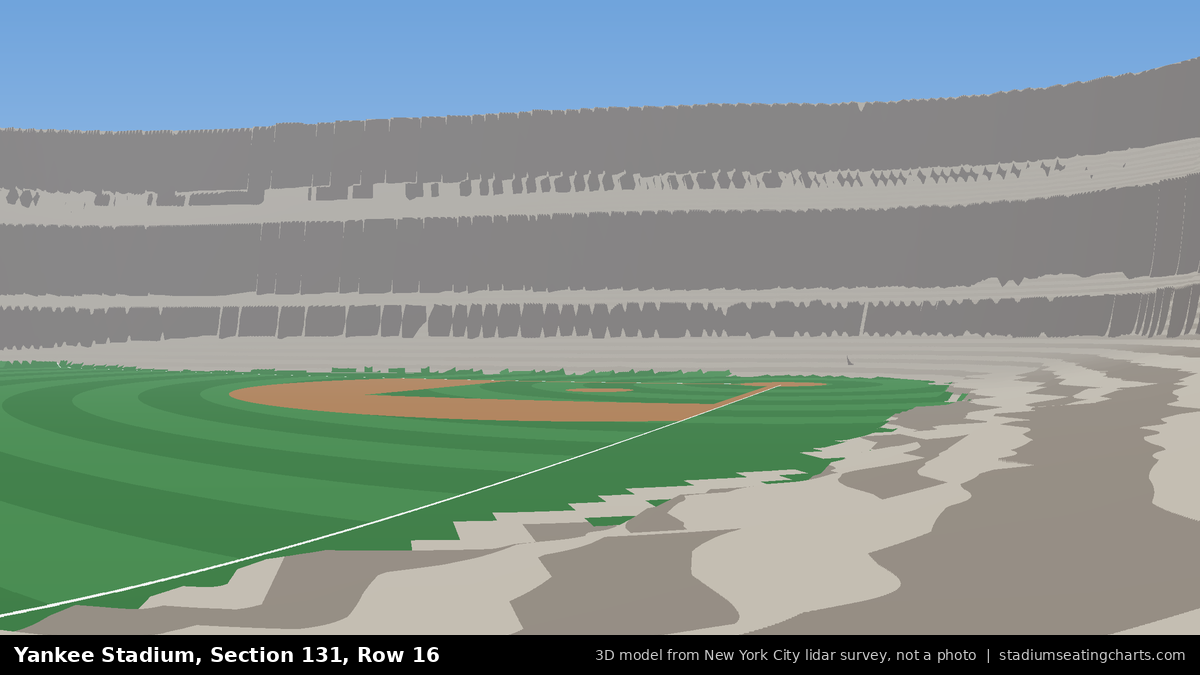 View from Yankee Stadium Section 131, Row 16, looking toward the pitcher's mound