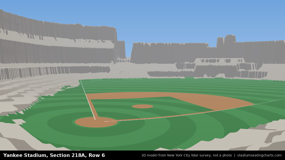 View from Yankee Stadium Section 218A, Row 6, looking toward the pitcher's mound