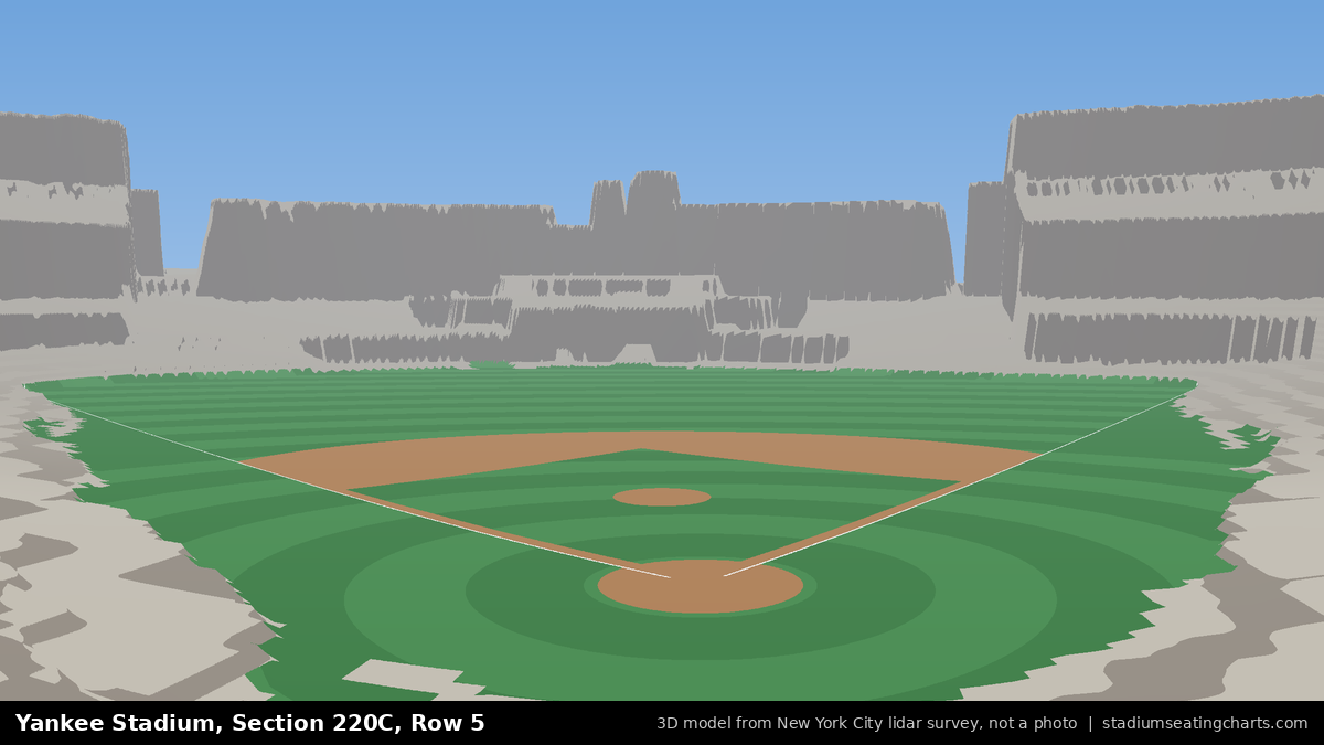 View from Yankee Stadium Section 220C, Row 5, looking toward the pitcher's mound