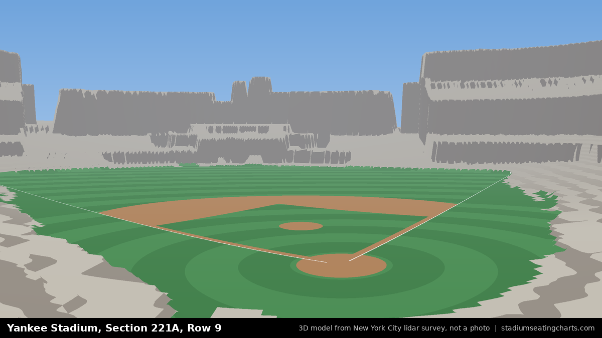 View from Yankee Stadium Section 221A, Row 9, looking toward the pitcher's mound