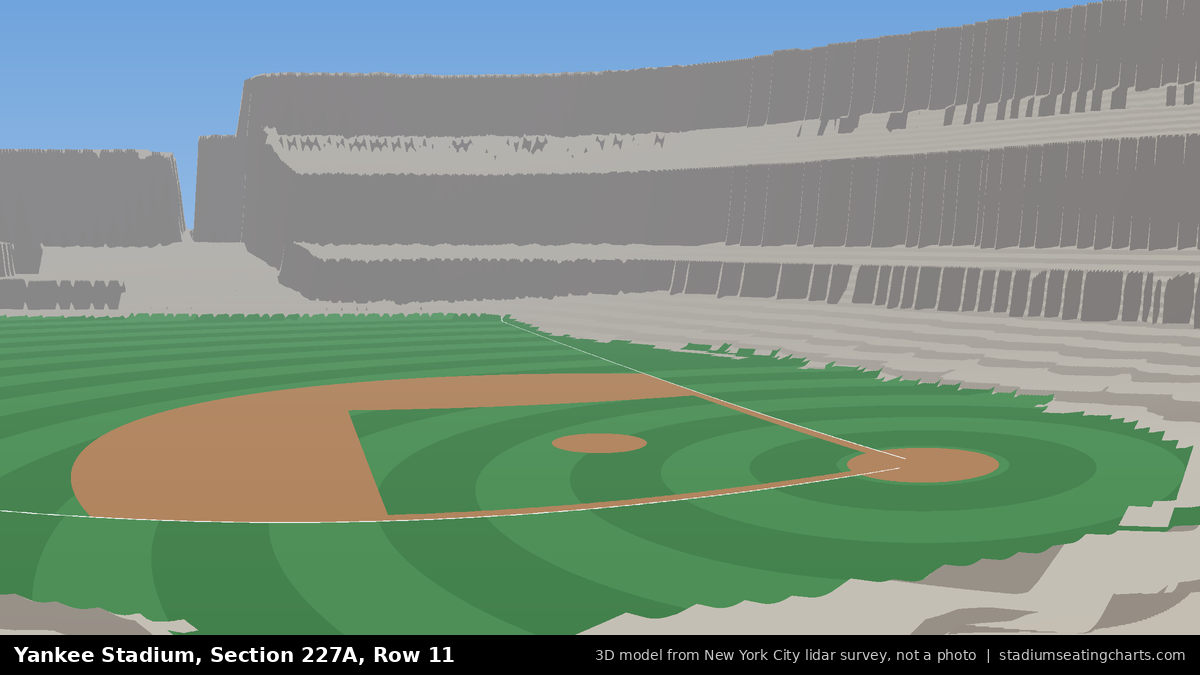 View from Yankee Stadium Section 227A, Row 11, looking toward the pitcher's mound