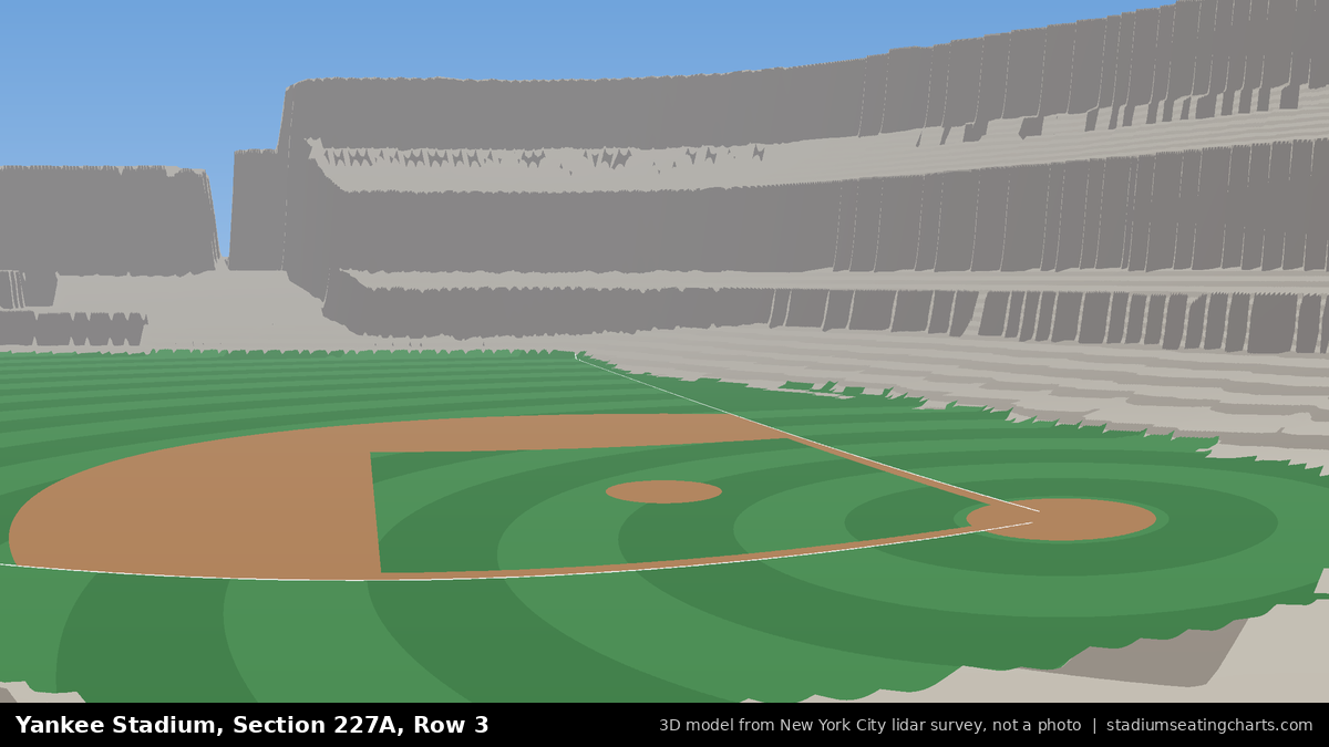 View from Yankee Stadium Section 227A, Row 3, looking toward the pitcher's mound