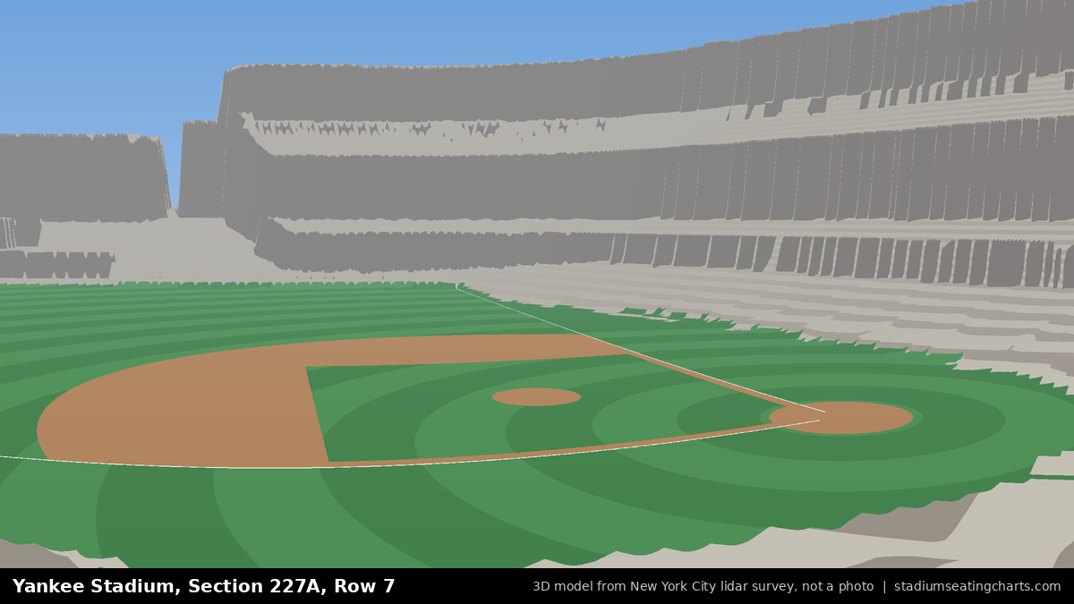 View from Yankee Stadium Section 227A, Row 7, looking toward the pitcher's mound