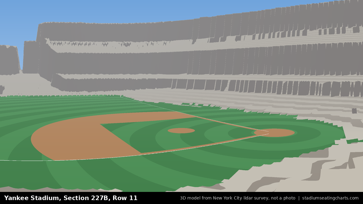 View from Yankee Stadium Section 227B, Row 11, looking toward the pitcher's mound