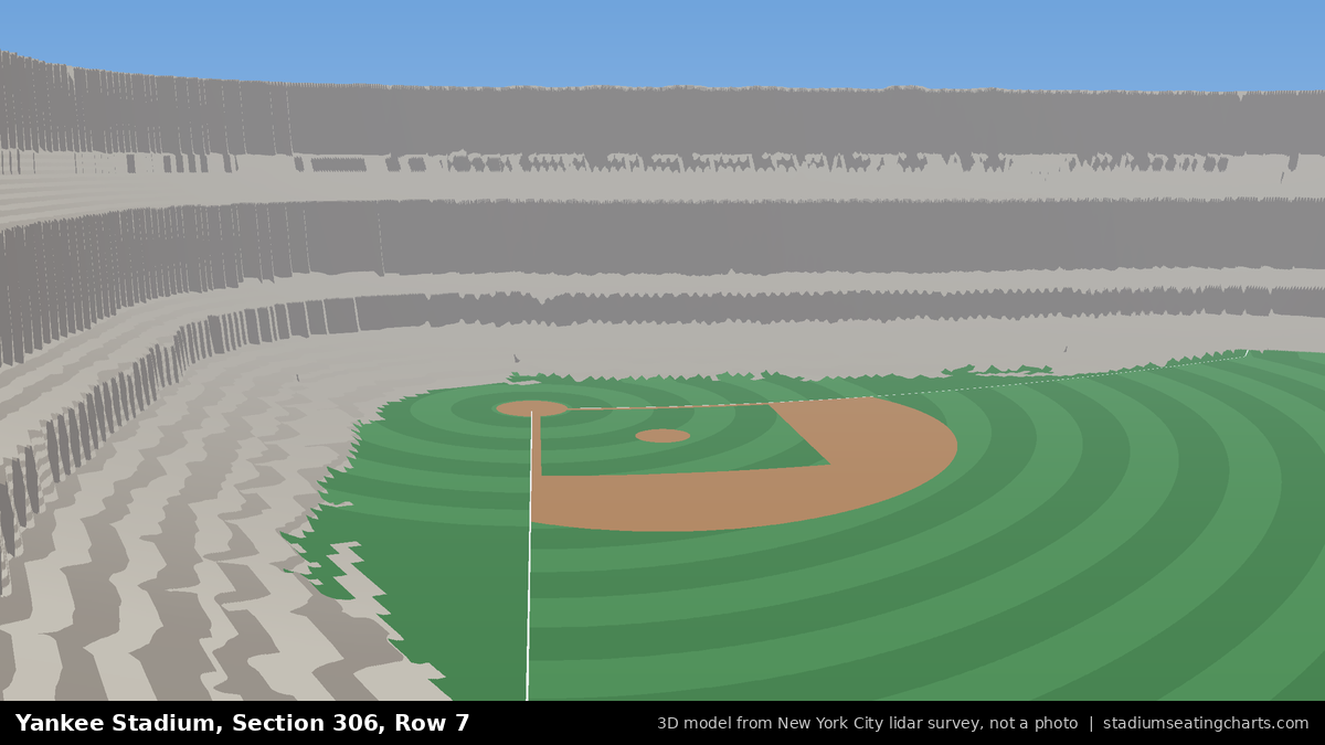 View from Yankee Stadium Section 306, Row 7, looking toward the pitcher's mound