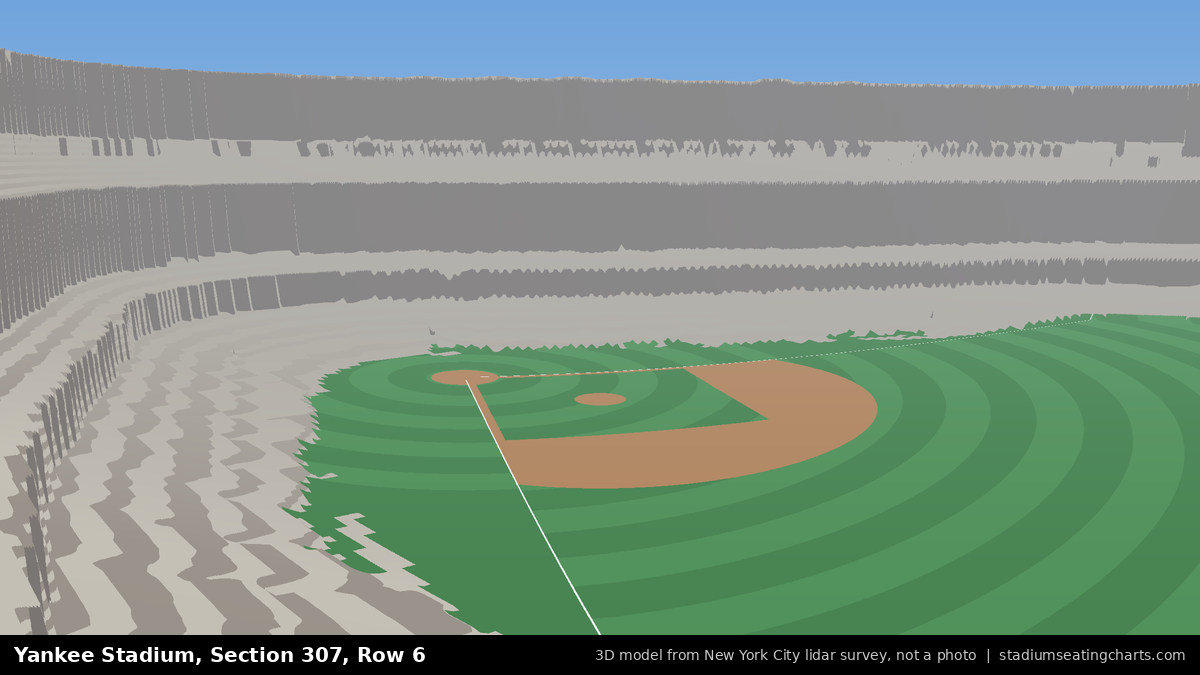 View from Yankee Stadium Section 307, Row 6, looking toward the pitcher's mound