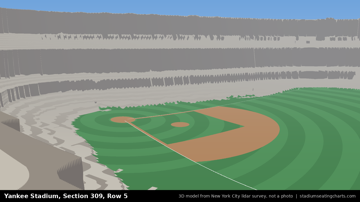 View from Yankee Stadium Section 309, Row 5, looking toward the pitcher's mound