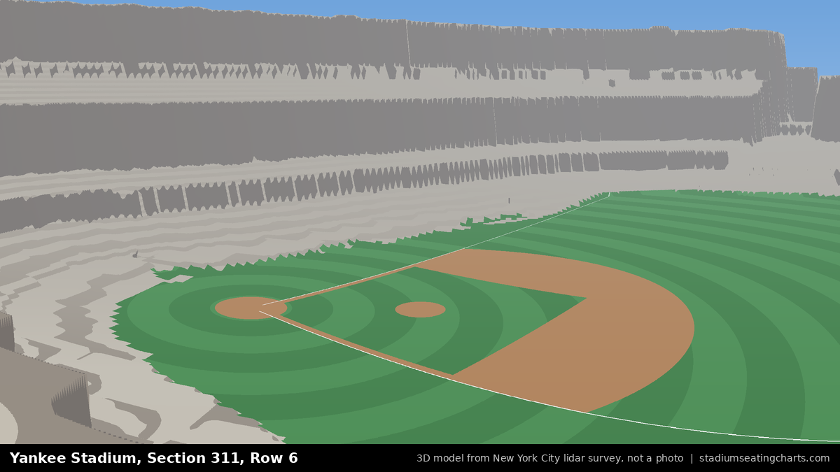 View from Yankee Stadium Section 311, Row 6, looking toward the pitcher's mound