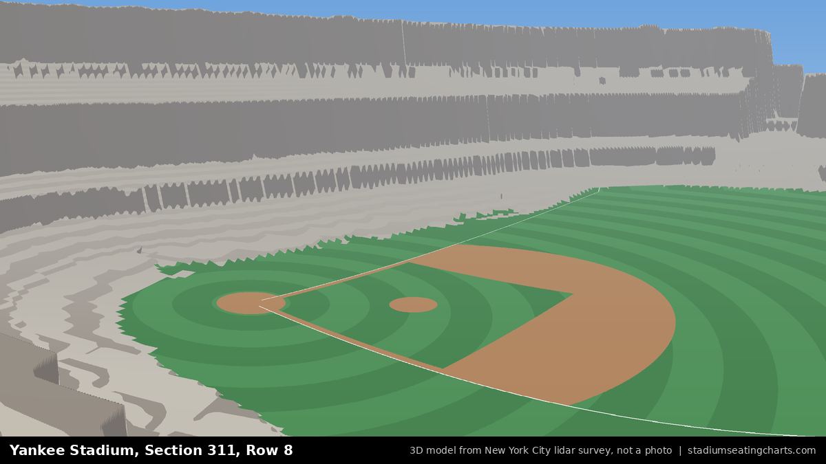 View from Yankee Stadium Section 311, Row 8, looking toward the pitcher's mound
