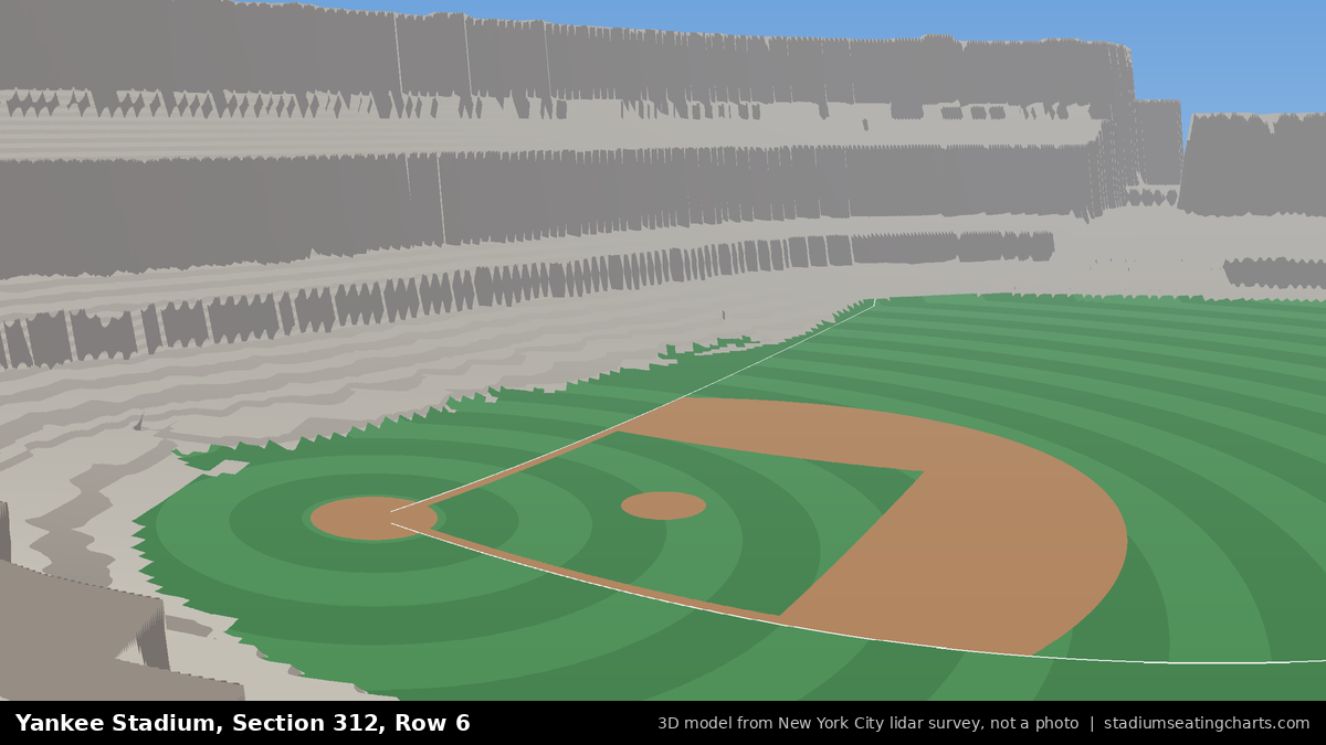 View from Yankee Stadium Section 312, Row 6, looking toward the pitcher's mound