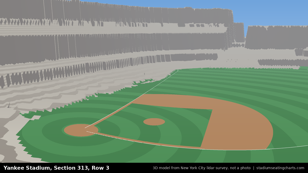 View from Yankee Stadium Section 313, Row 3, looking toward the pitcher's mound