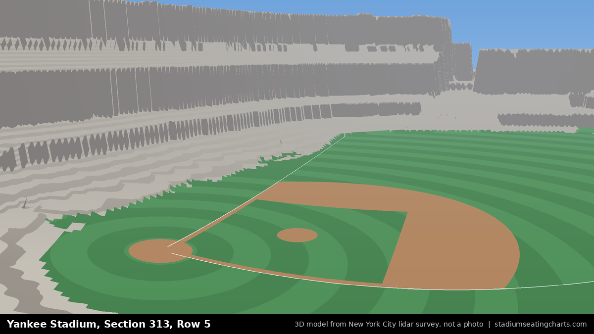 View from Yankee Stadium Section 313, Row 5, looking toward the pitcher's mound