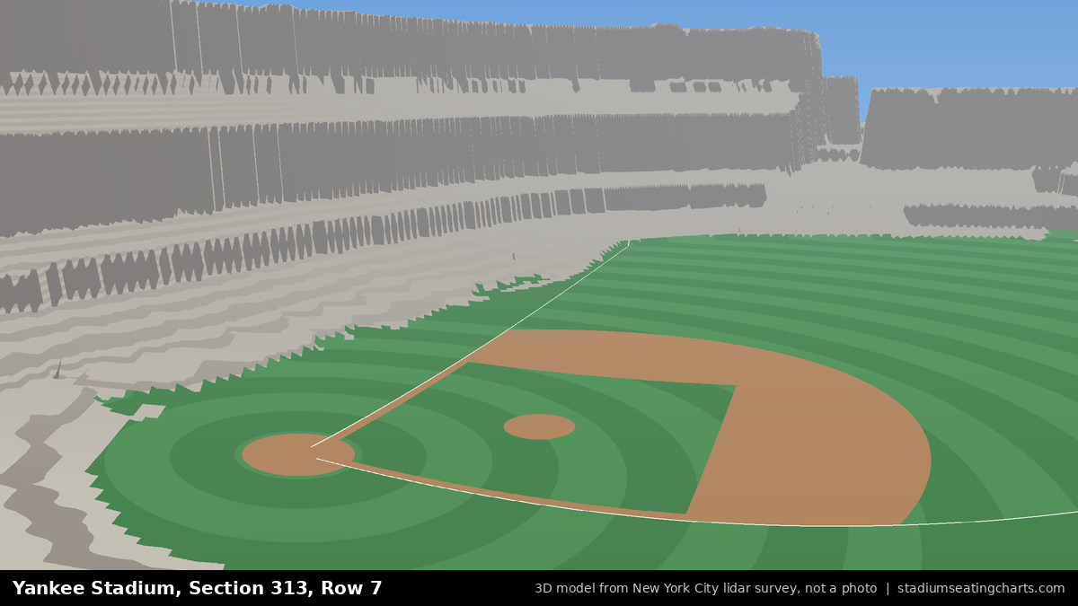 View from Yankee Stadium Section 313, Row 7, looking toward the pitcher's mound