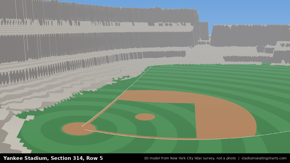 View from Yankee Stadium Section 314, Row 5, looking toward the pitcher's mound