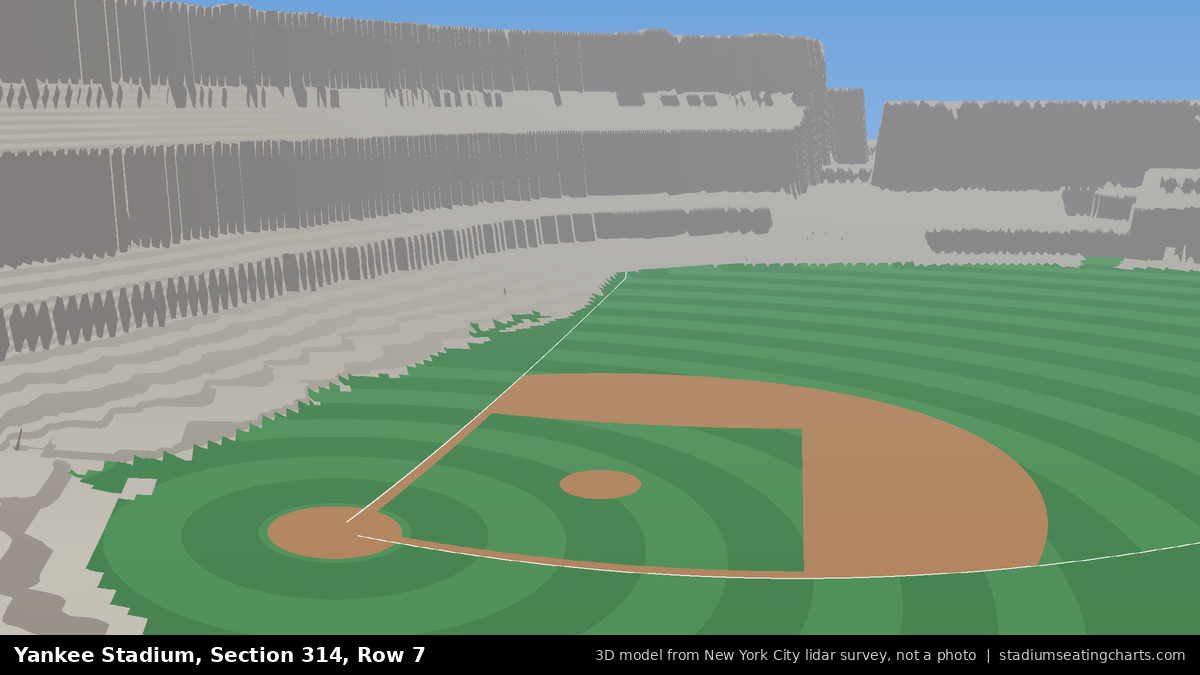 View from Yankee Stadium Section 314, Row 7, looking toward the pitcher's mound