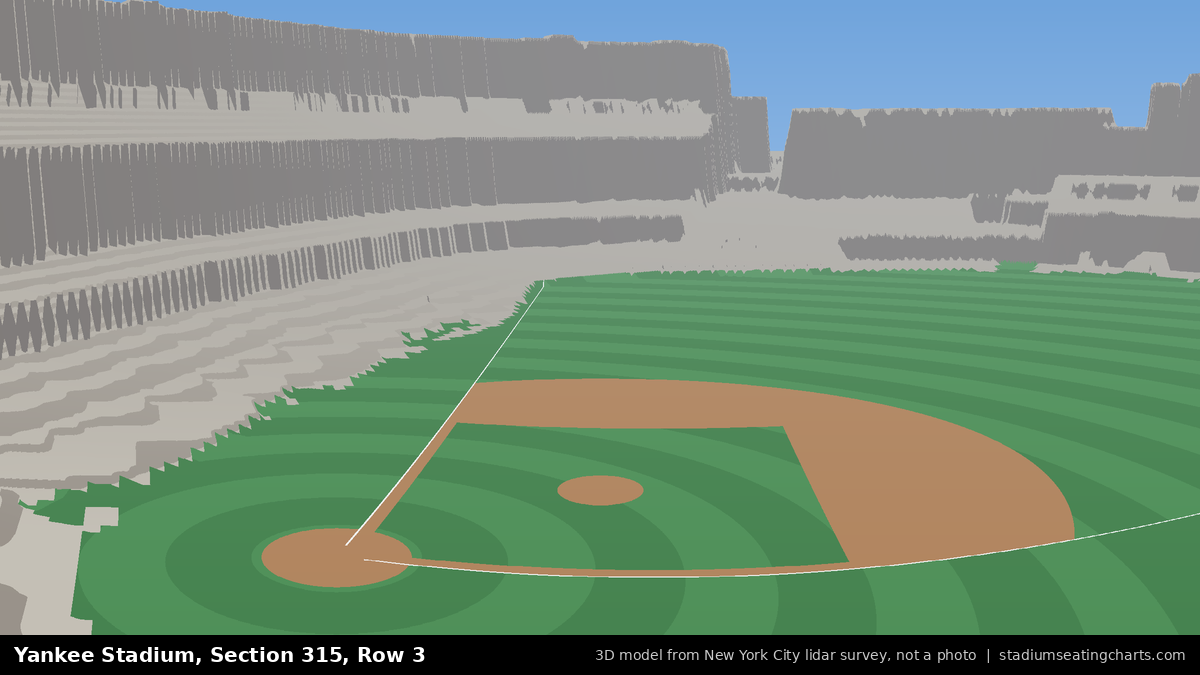View from Yankee Stadium Section 315, Row 3, looking toward the pitcher's mound
