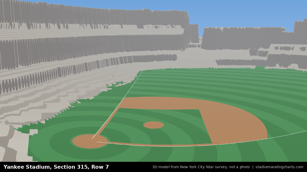 View from Yankee Stadium Section 315, Row 7, looking toward the pitcher's mound