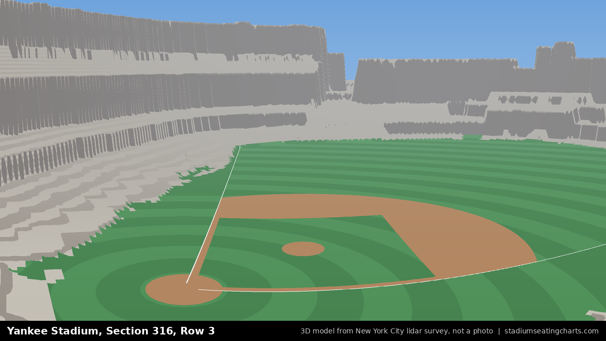 View from Yankee Stadium Section 316, Row 3, looking toward the pitcher's mound