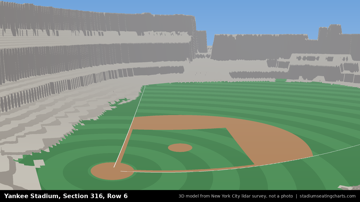 View from Yankee Stadium Section 316, Row 6, looking toward the pitcher's mound