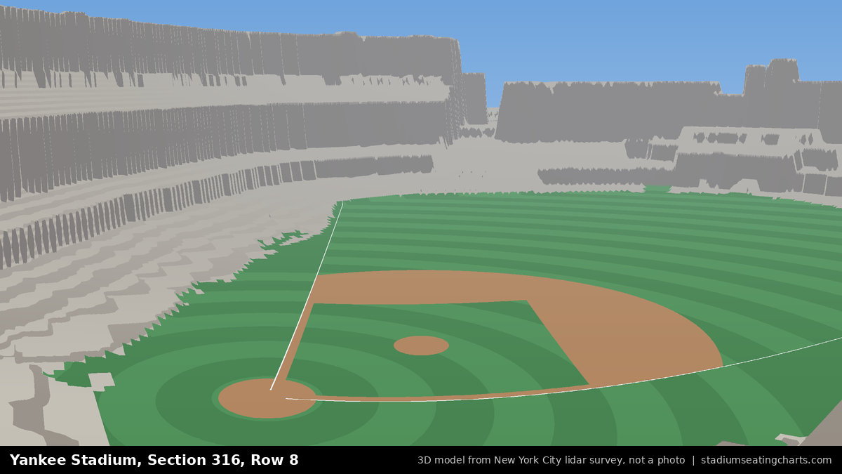 View from Yankee Stadium Section 316, Row 8, looking toward the pitcher's mound