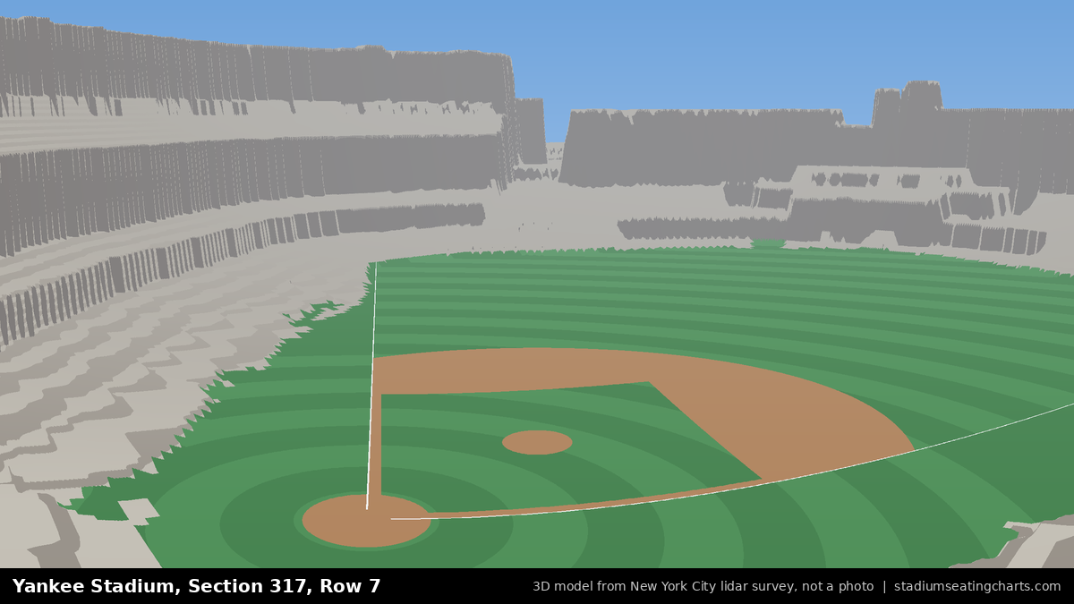 View from Yankee Stadium Section 317, Row 7, looking toward the pitcher's mound