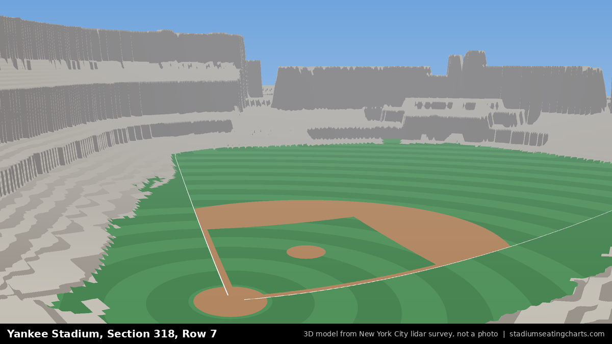 View from Yankee Stadium Section 318, Row 7, looking toward the pitcher's mound