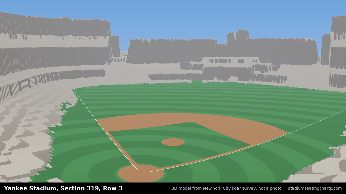 View from Yankee Stadium Section 319, Row 3, looking toward the pitcher's mound